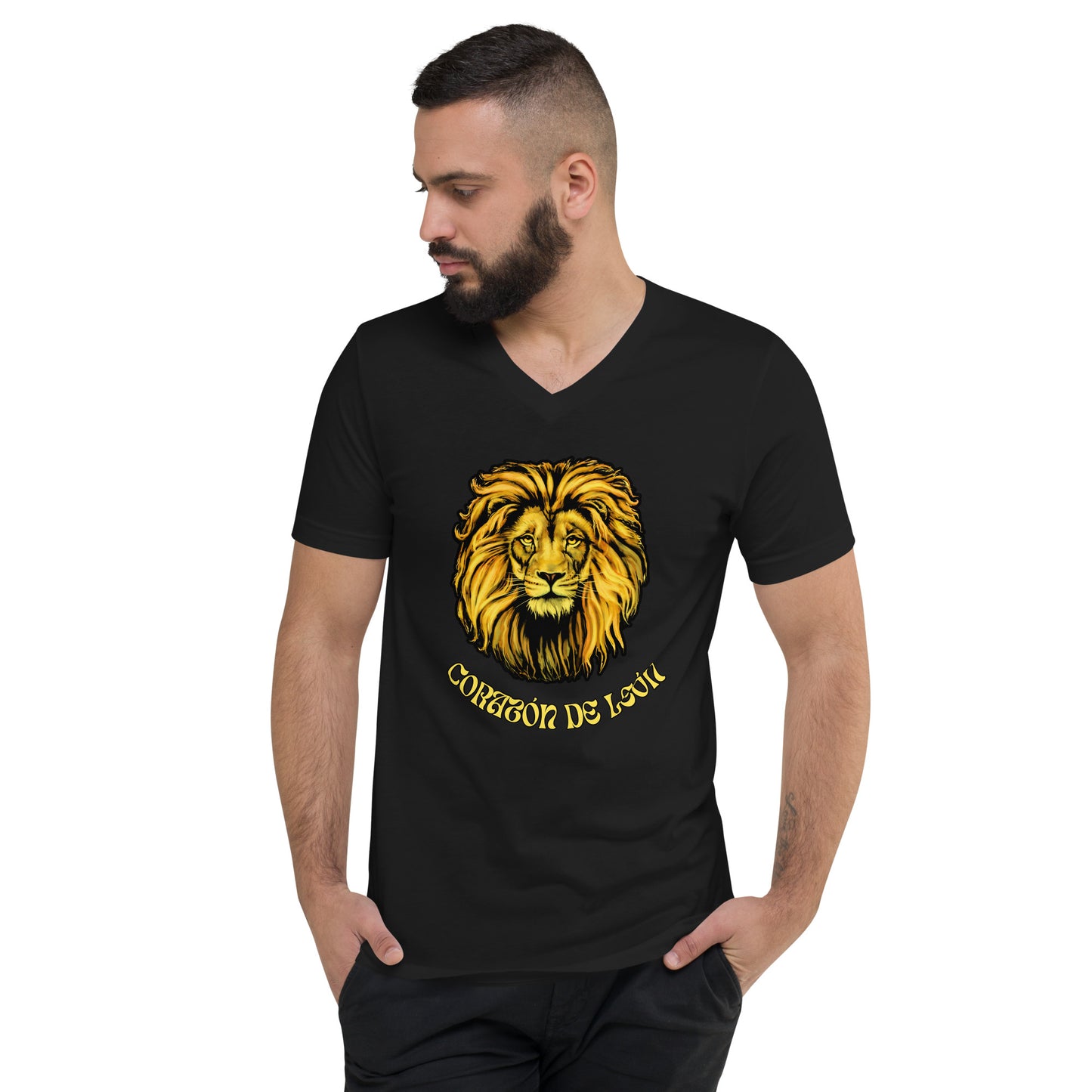 Corazon de leon - camiseta de manga corta, cuello de pico