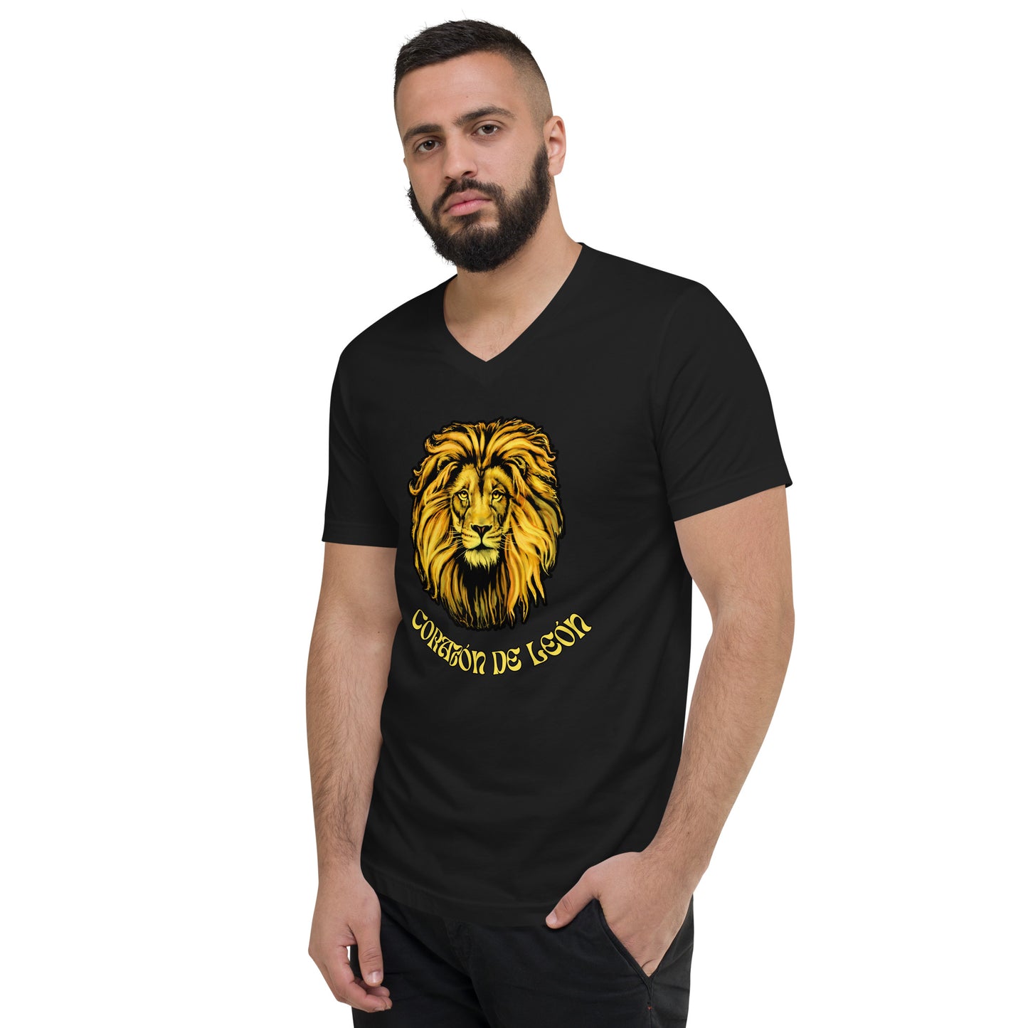 Corazon de leon - camiseta de manga corta, cuello de pico