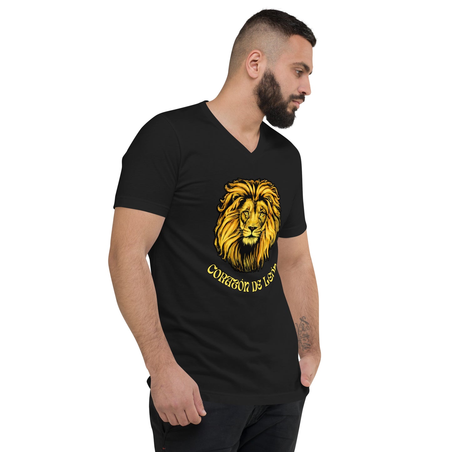 Corazon de leon - camiseta de manga corta, cuello de pico