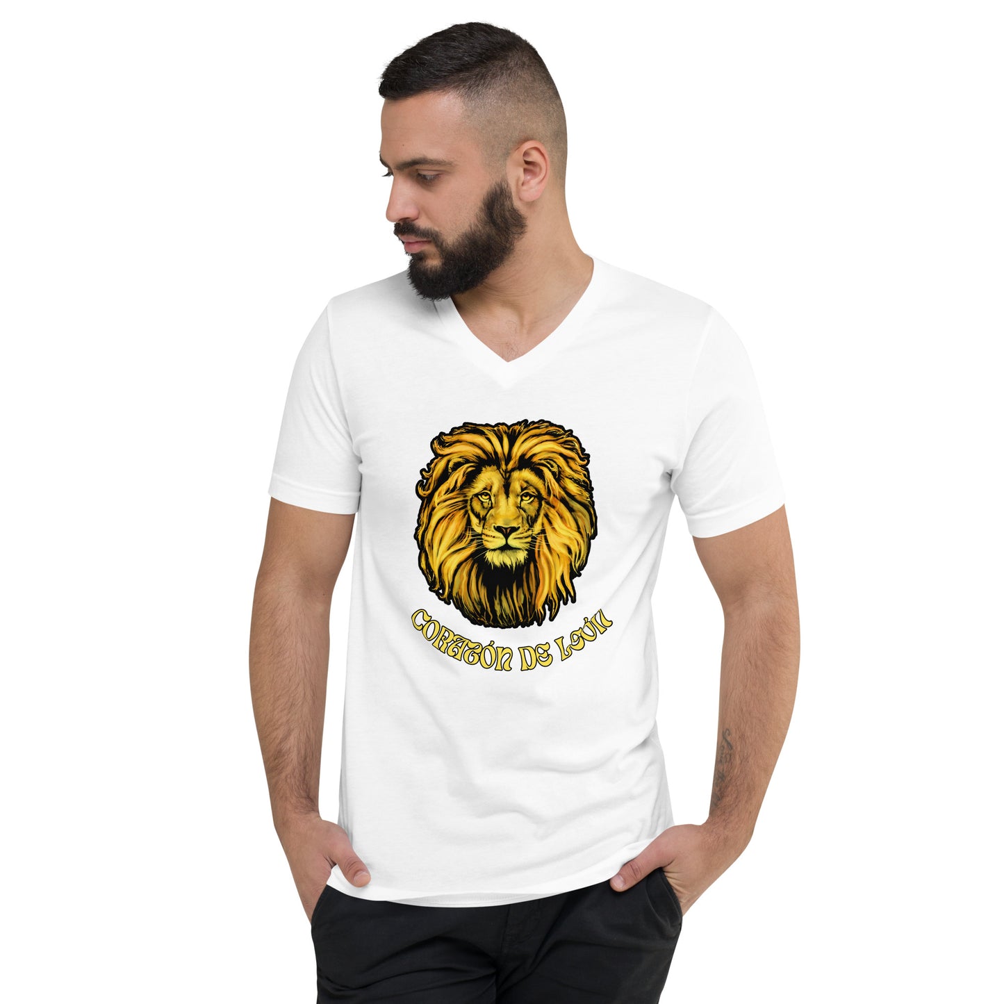 Corazon de leon - camiseta de manga corta, cuello de pico