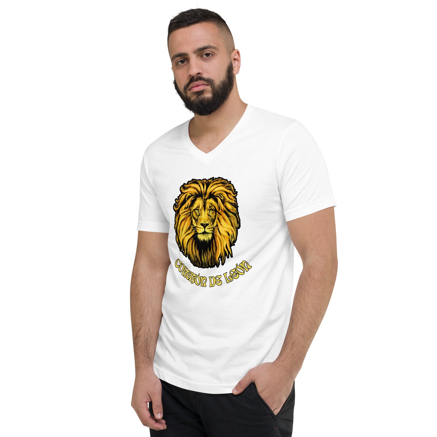 Corazon de leon - camiseta de manga corta, cuello de pico