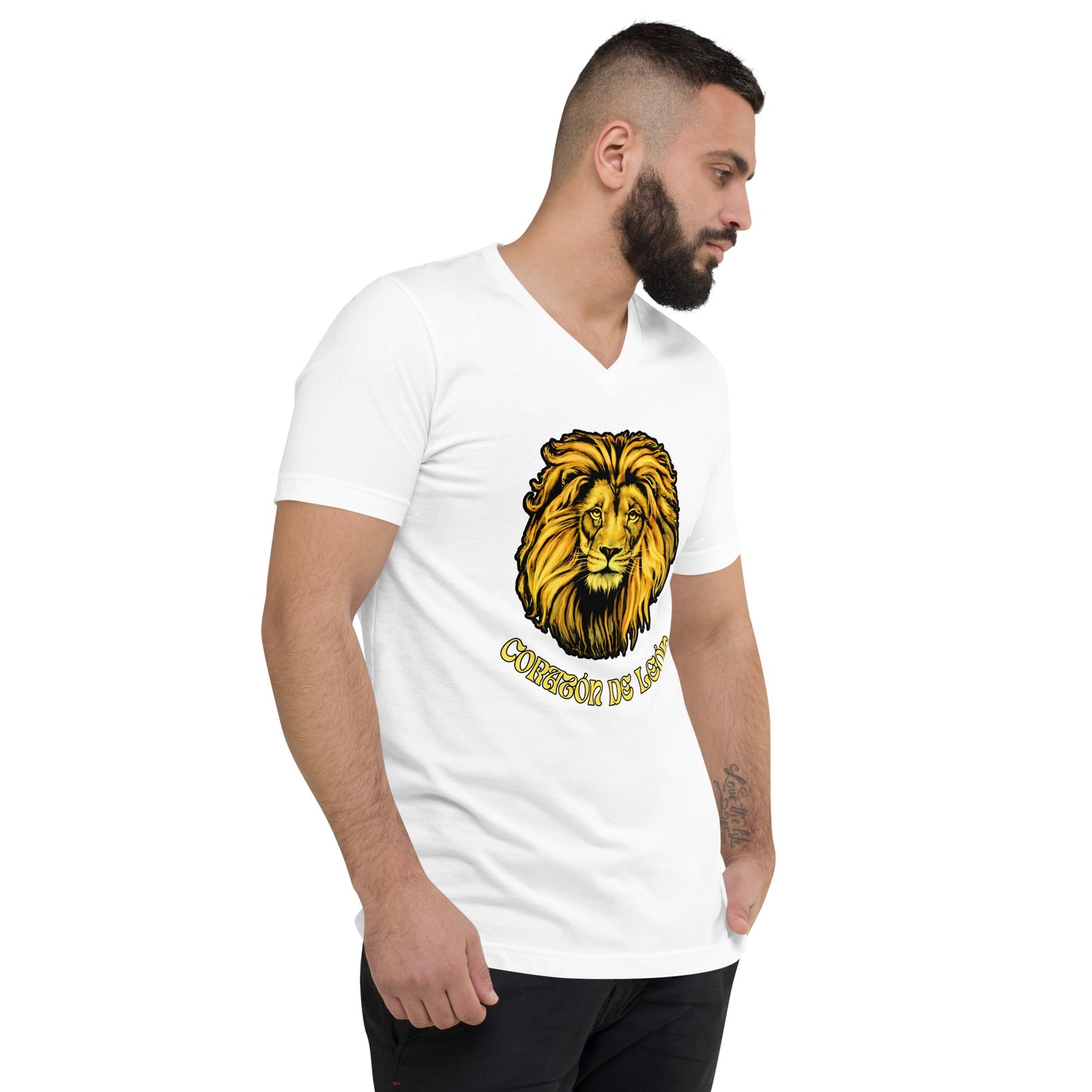 Corazon de leon - camiseta de manga corta, cuello de pico