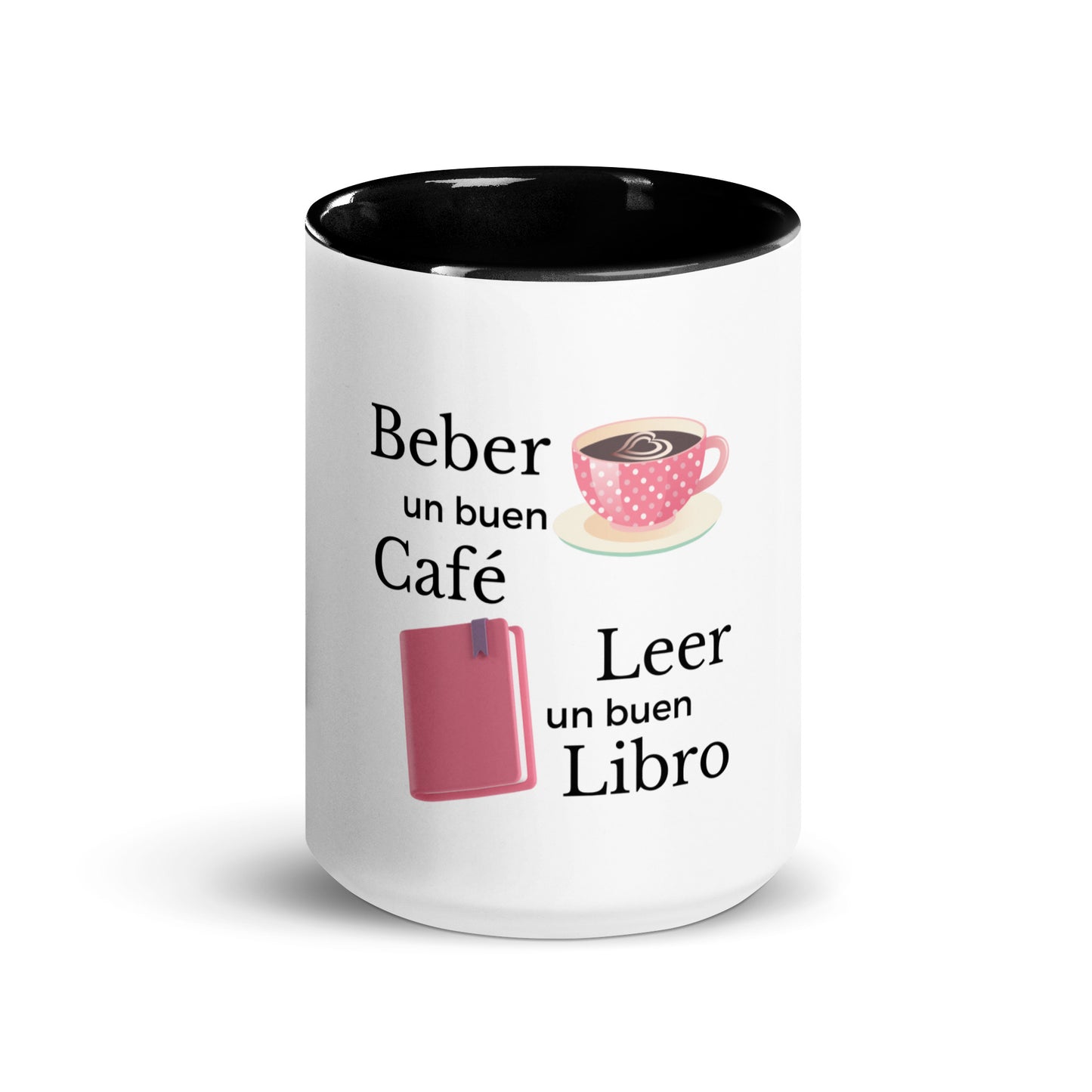 Taza con Color en Interior, Beber un Café un Buen Libro