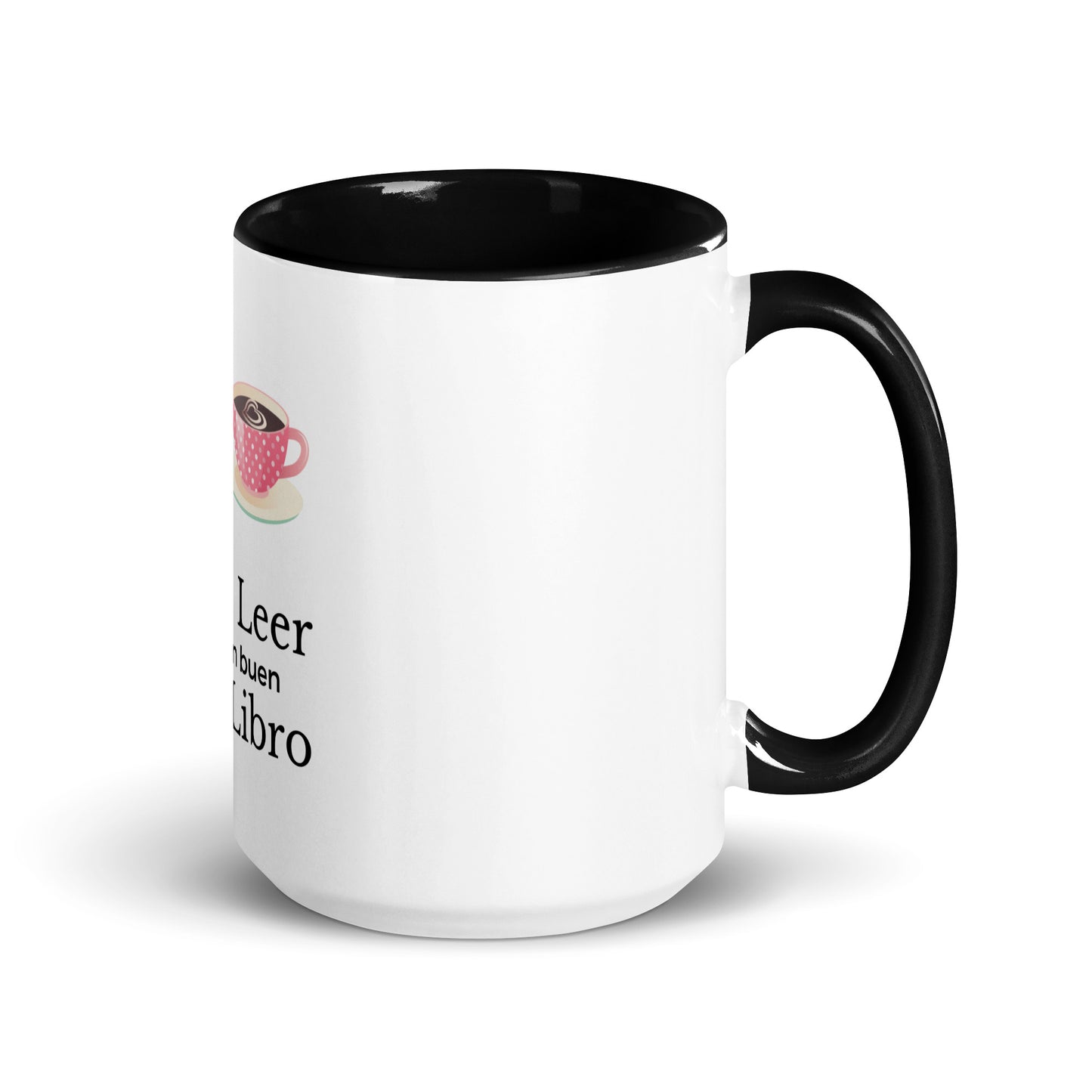 Taza con Color en Interior, Beber un Café un Buen Libro