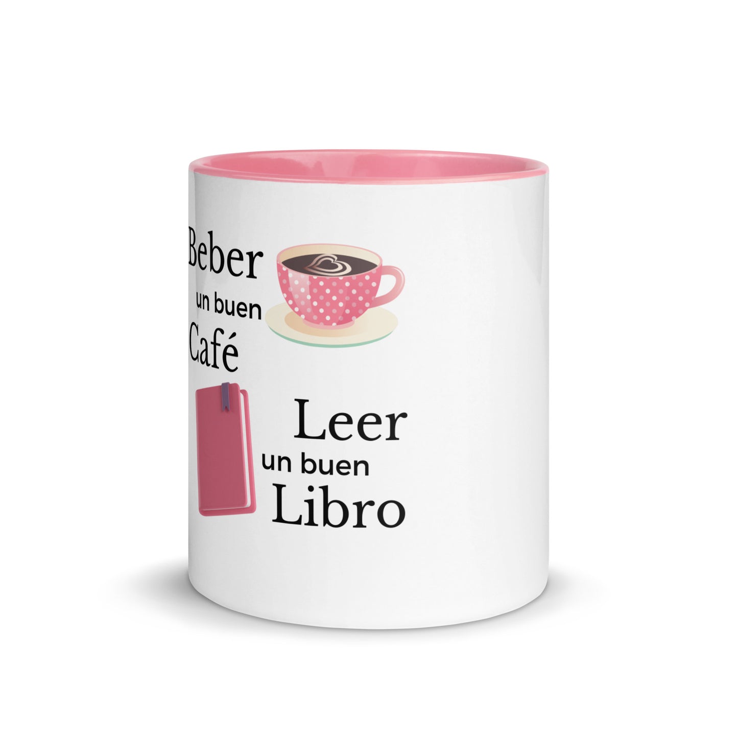 Taza con Color en Interior, Beber un Café un Buen Libro