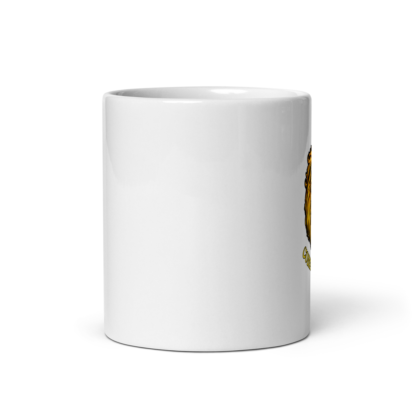 Taza brillante blanca "Corazón de León"