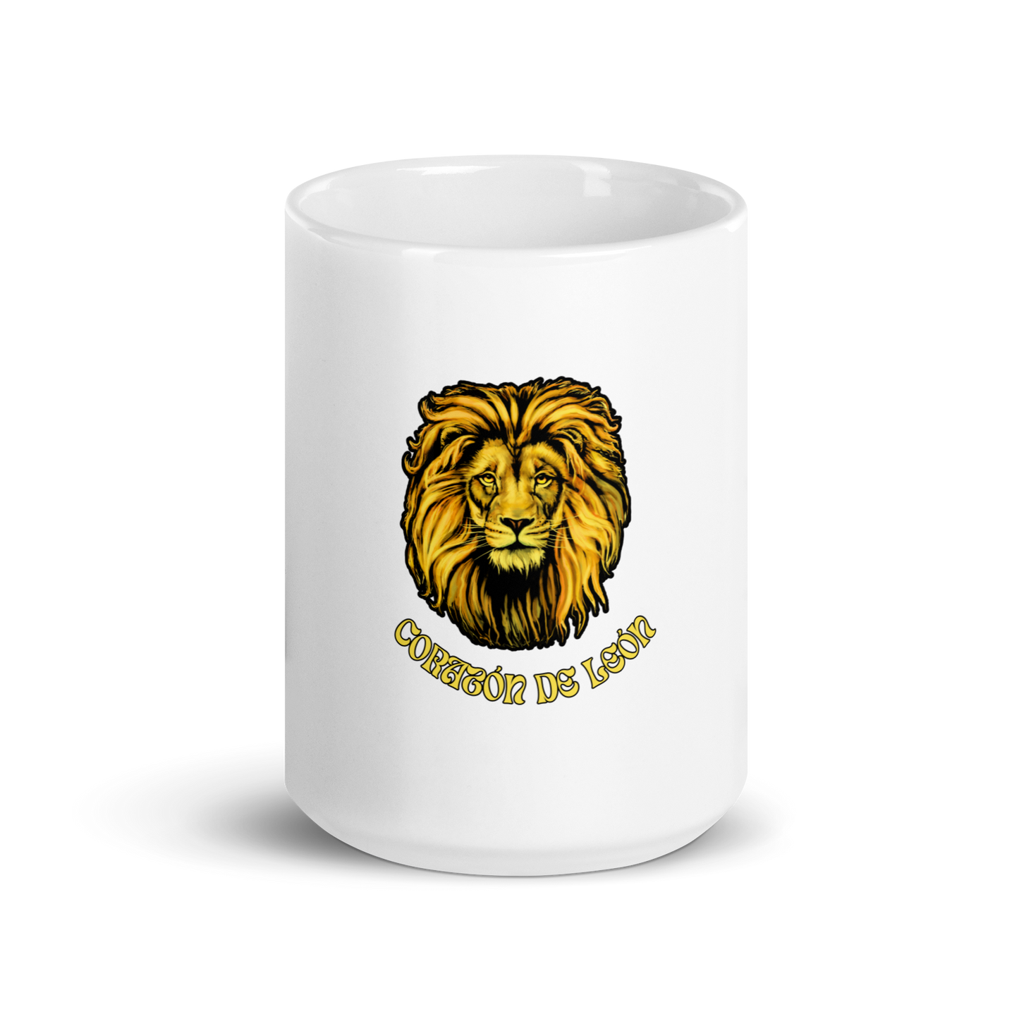 Taza brillante blanca "Corazón de León"