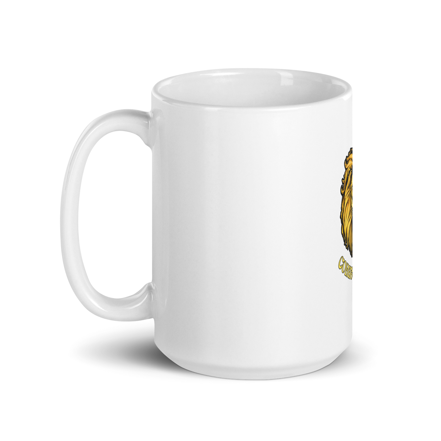 Taza brillante blanca "Corazón de León"