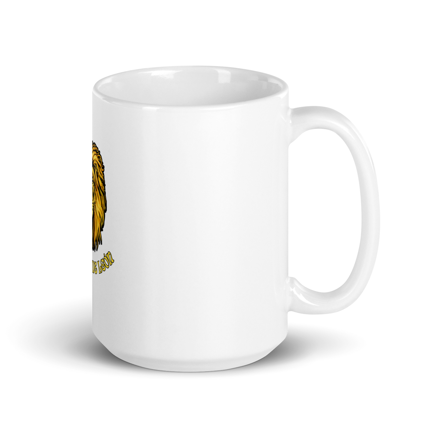Taza brillante blanca "Corazón de León"