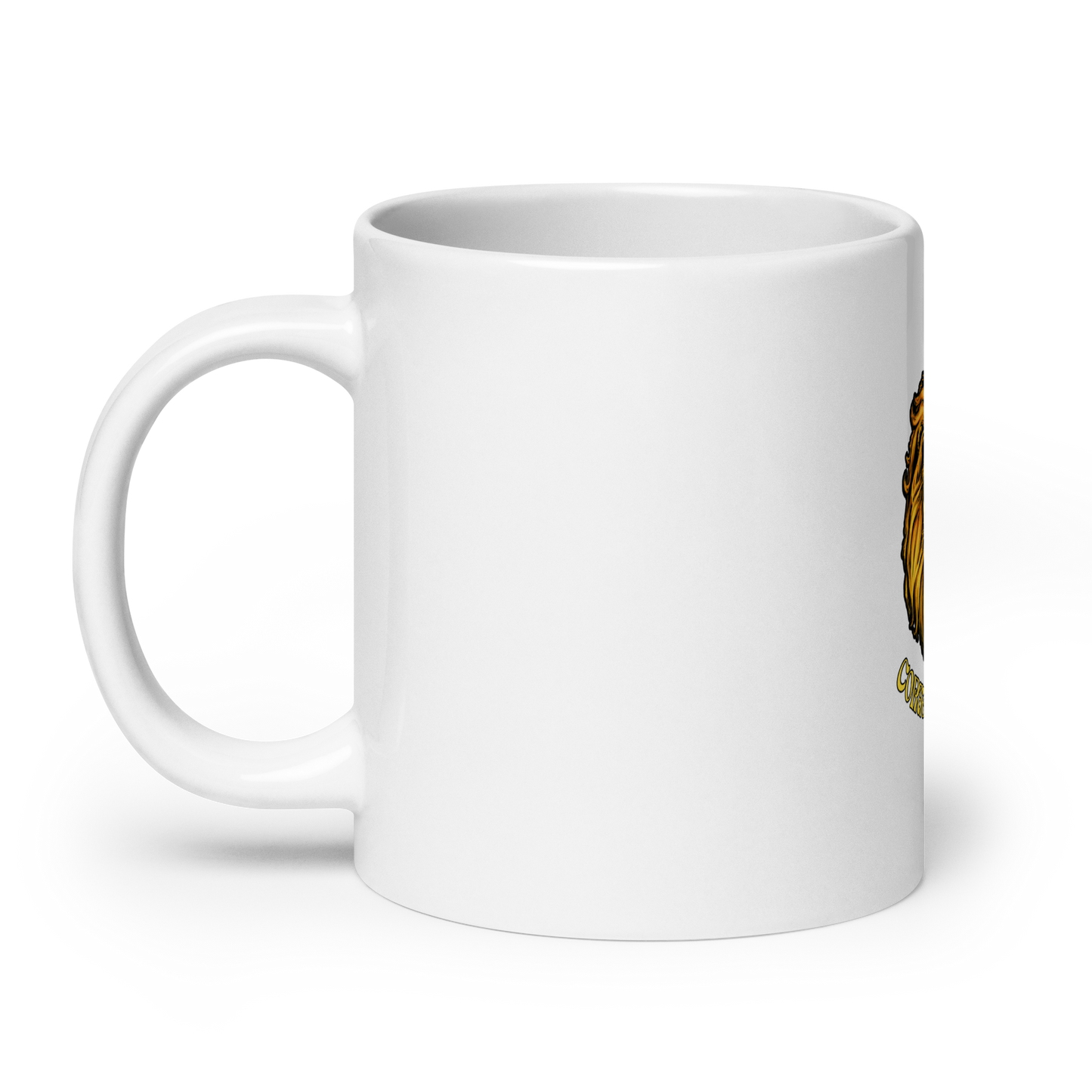 Taza brillante blanca "Corazón de León"