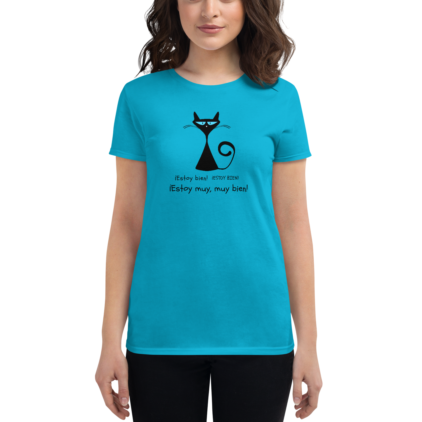 Camiseta de manga corta Gato Estoy muy bien, muy bien