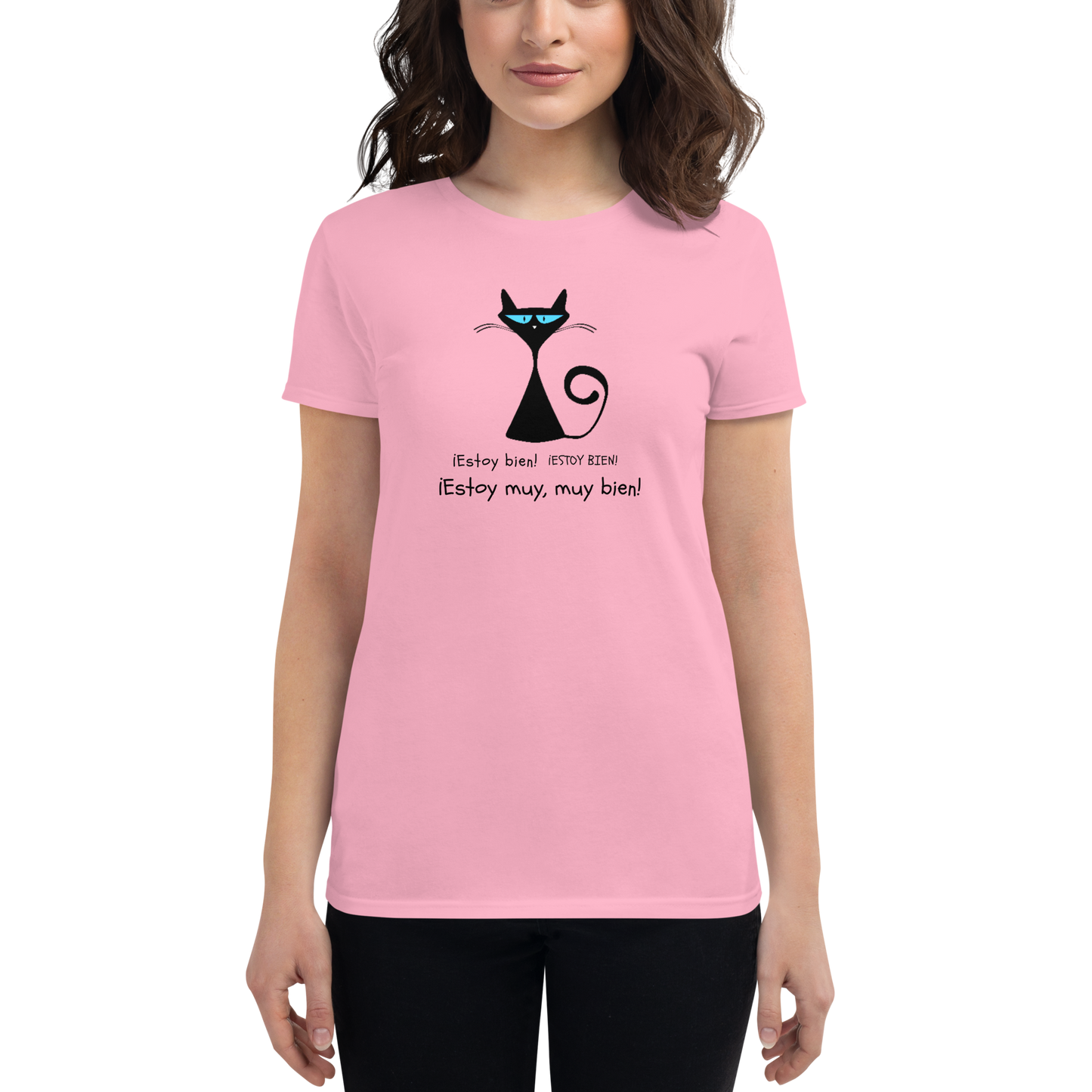 Camiseta de manga corta Gato Estoy muy bien, muy bien