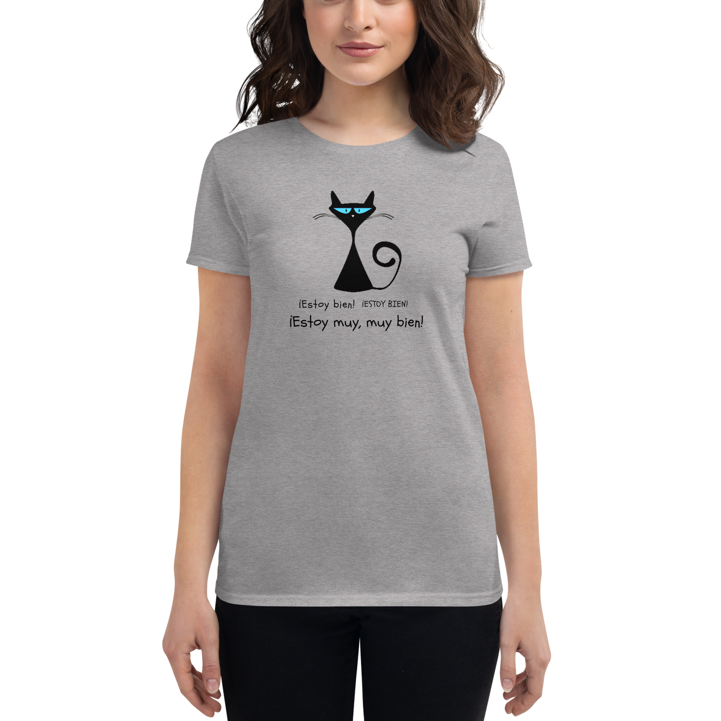 Camiseta de manga corta Gato Estoy muy bien, muy bien