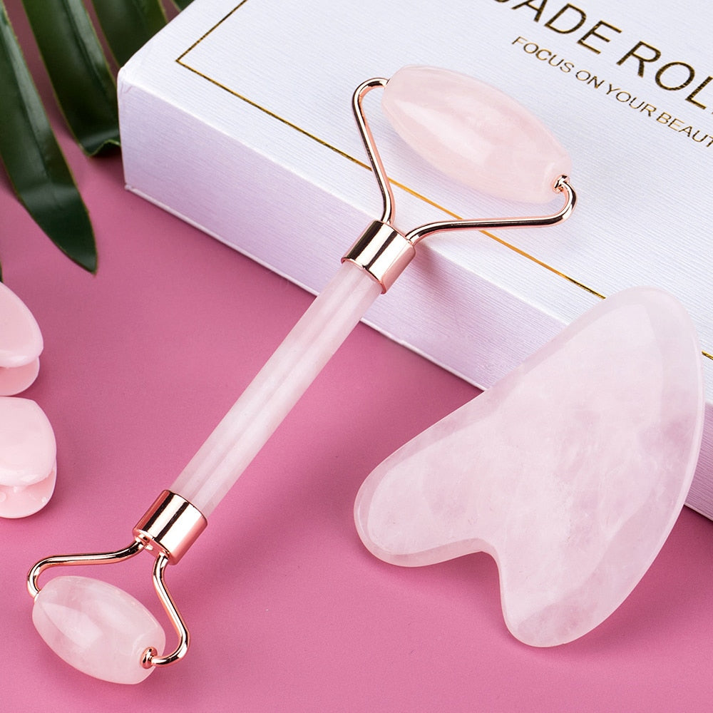 Rose Quartz Crystal Massage Roller