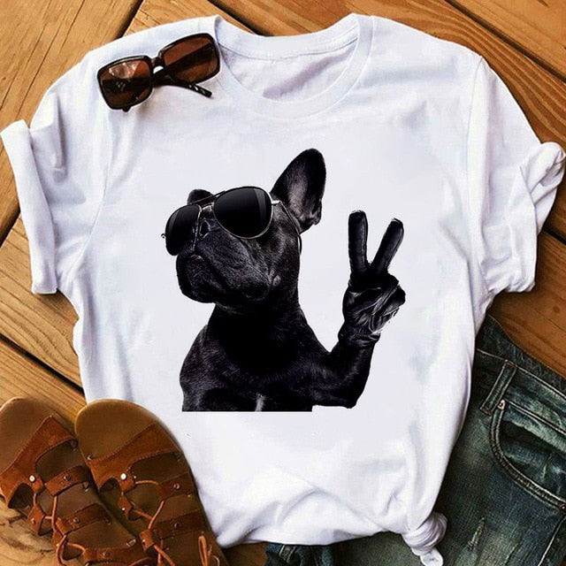 Harajuku women's music dog printing T-shirt summer fashion funny sports dog T shirt casual short-sleeved female Tshirt clothing