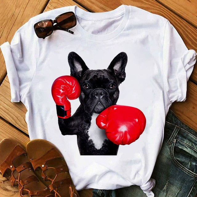 Harajuku women's music dog printing T-shirt summer fashion funny sports dog T shirt casual short-sleeved female Tshirt clothing