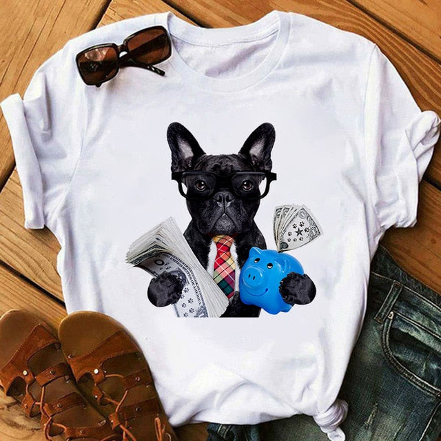Harajuku women's music dog printing T-shirt summer fashion funny sports dog T shirt casual short-sleeved female Tshirt clothing