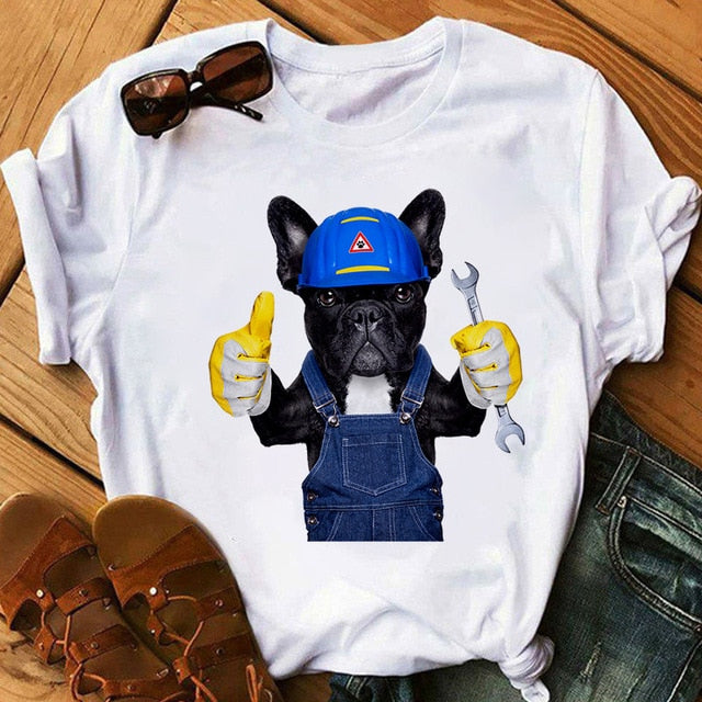 Harajuku women's music dog printing T-shirt summer fashion funny sports dog T shirt casual short-sleeved female Tshirt clothing