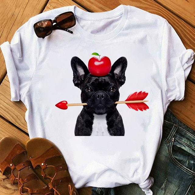 Harajuku women's music dog printing T-shirt summer fashion funny sports dog T shirt casual short-sleeved female Tshirt clothing