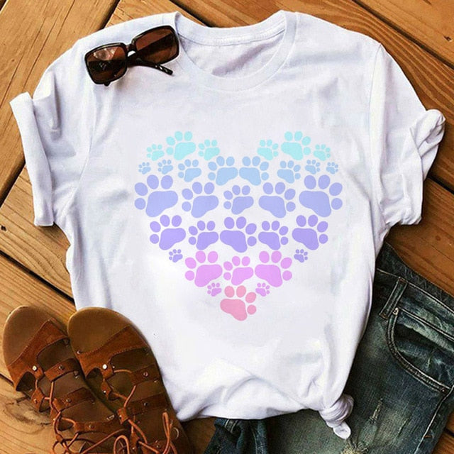 New Dog Paw Love Heart Women's T-shirt
