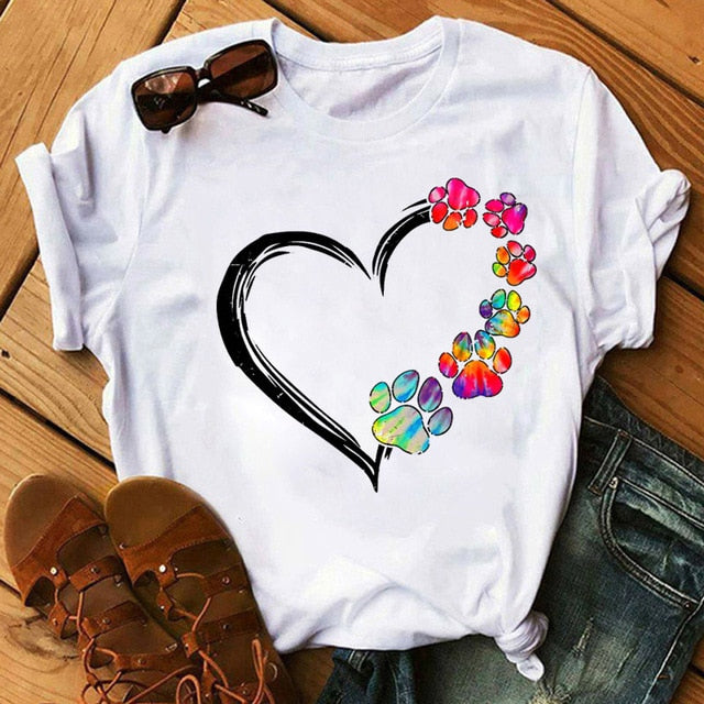 New Dog Paw Love Heart Women's T-shirt