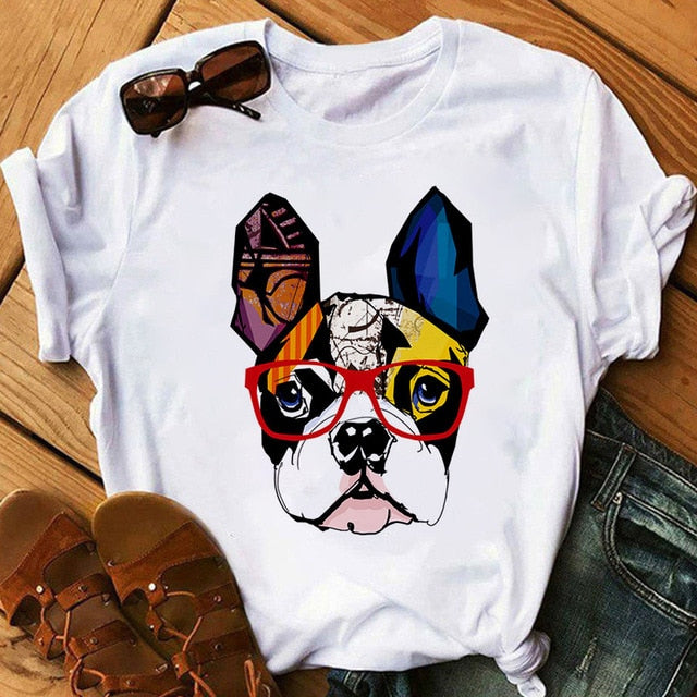 Harajuku women's music dog printing T-shirt summer fashion funny sports dog T shirt casual short-sleeved female Tshirt clothing