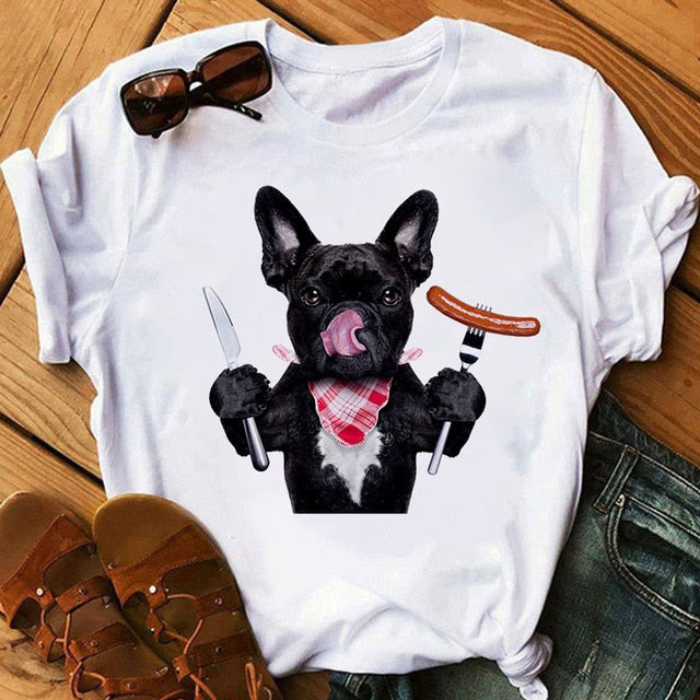 Harajuku women's music dog printing T-shirt summer fashion funny sports dog T shirt casual short-sleeved female Tshirt clothing