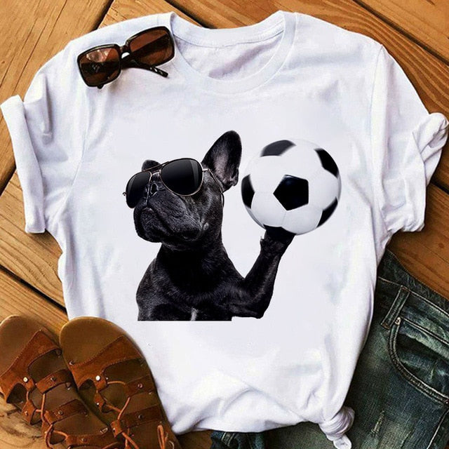 Harajuku women's music dog printing T-shirt summer fashion funny sports dog T shirt casual short-sleeved female Tshirt clothing