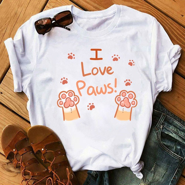 New Dog Paw Love Heart Women's T-shirt