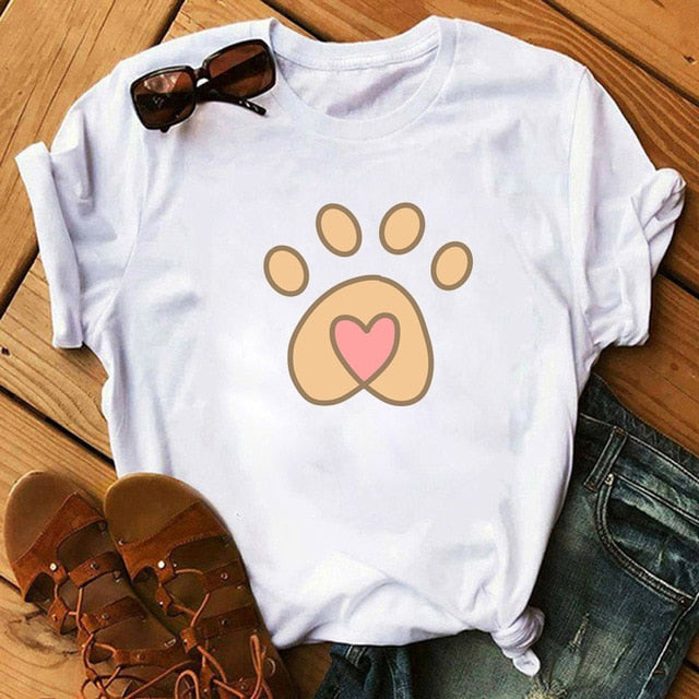 New Dog Paw Love Heart Women's T-shirt