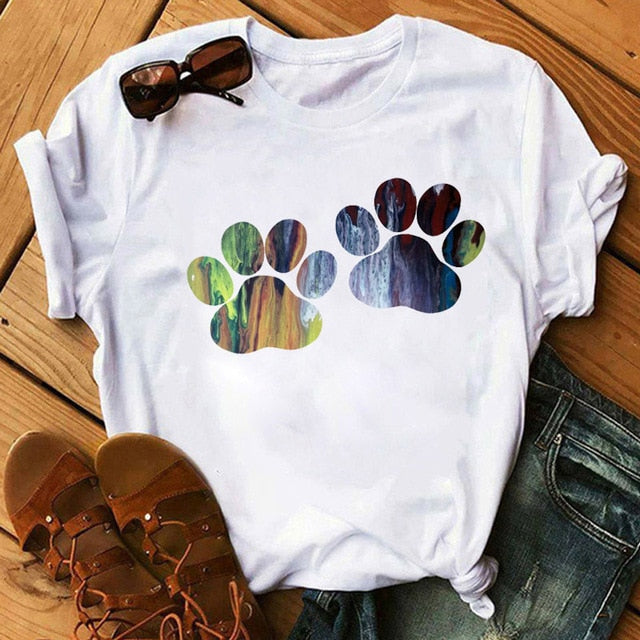 New Dog Paw Love Heart Women's T-shirt